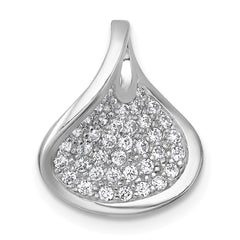 Sterling Silver Rhodium-plated Polished Fancy Curved CZ Pendant