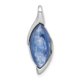 Sterling Silver Rhodium-plated Polished Fancy Marquise Kyanite Cabochon Chain Slide Pendant