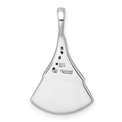 Sterling Silver Rhodium-plated Polished White CZ And Malachite Fan Pendant