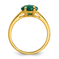 Sterling Silver Gold-tone Polished Hexagon Green Chalcedony Size 7 Ring
