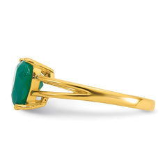 Sterling Silver Gold-tone Polished Green Chalcedony Heart Size 6 Ring