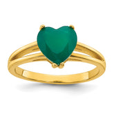 Sterling Silver Gold-tone Polished Green Chalcedony Heart Size 8 Ring