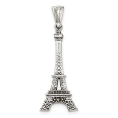 Sterling Silver Antiqued Marcasite 3-D Eiffel Tower Pendant