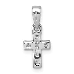 Sterling Silver Rhodium-plated Polished White CZ Cross Pendant