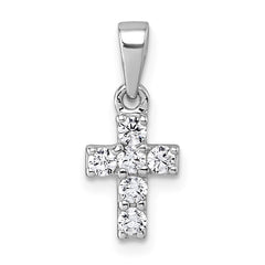 Sterling Silver Rhodium-plated Polished White CZ Cross Pendant