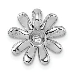 Sterling Silver Rhodium-plated Antiqued Sunflower Chain Slide Pendant