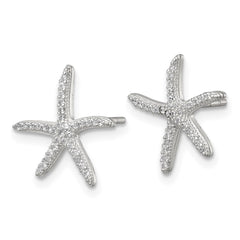 Sterling Silver Polished CZ Starfish Post Earrings