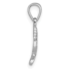 Sterling Silver Rhodium-plated Polished CZ Footprints Pendant