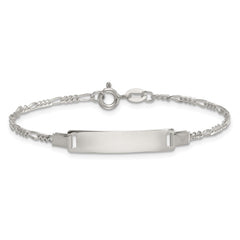 Sterling Silver Polished Figaro Link Childrens 5.5 inch with 1 inch Extension ID Bracelet