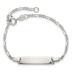 Sterling Silver Polished Figaro Link Childrens 5.5 inch with 1 inch Extension ID Bracelet