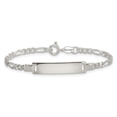 Sterling Silver Polished Figaro Link Childrens 6 Inch ID Bracelet - 2