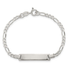Sterling Silver Polished Figaro Link Childrens 6 Inch ID Bracelet - 2