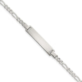 Sterling Silver Polished Figaro Link Childrens 6 Inch ID Bracelet - 2