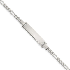 Sterling Silver Polished Figaro Link Childrens 6 Inch ID Bracelet - 2