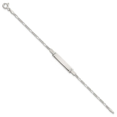 Sterling Silver Polished Figaro Link Childrens 6 Inch ID Bracelet