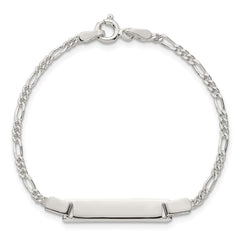 Sterling Silver Polished Figaro Link Childrens 6 Inch ID Bracelet