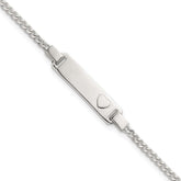 Sterling Silver Polished Raised Heart Curb Link Childrens 5.5 inch with 0.5 inch Extension ID Bracelet