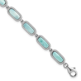 Sterling Silver Rhodium-plated Polished and Twisted Fancy Larimar 7.5 Inch with .25 Inch Extension Bracelet