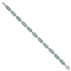 Sterling Silver Rhodium-plated Polished and Twisted Fancy Jade 7.5 Inch with .25 Inch Extension Bracelet