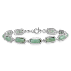 Sterling Silver Rhodium-plated Polished and Twisted Fancy Jade 7.5 Inch with .25 Inch Extension Bracelet