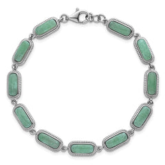 Sterling Silver Rhodium-plated Polished and Twisted Fancy Jade 7.5 Inch with .25 Inch Extension Bracelet