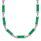 Sterling Silver Rhodium-plated Polished Jade Bars 16.75 Inch with 0.5 Inch Extension Necklace