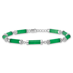 Sterling Silver Rhodium-plated Polished Jade Bars 8 Inch Bracelet