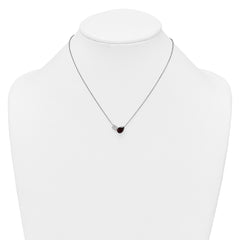 Sterling Silver Rhodium-plated Polished Pear Garnet and Emerald-cut White Topaz 16 Inch with 2 Inch Extension Necklace