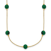 Sterling Silver Gold-Tone Polished Lab Created Malachite 16 Inch with 2 Inch Extension Necklace