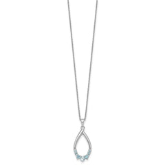 Sterling Silver Rhodium-plated Polished Swiss Blue Topaz Teardrop 16 Inch with 2 Inch Extension Necklace