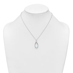 Sterling Silver Rhodium-plated Polished Swiss Blue Topaz Teardrop 16 Inch with 2 Inch Extension Necklace