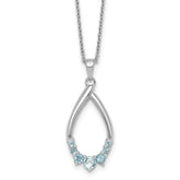 Sterling Silver Rhodium-plated Polished Swiss Blue Topaz Teardrop 16 Inch with 2 Inch Extension Necklace
