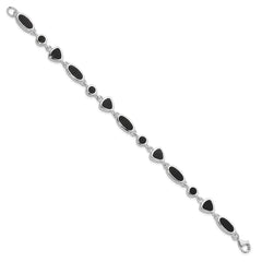 Sterling Silver Rhodium-plated Onyx Bracelet