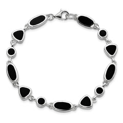 Sterling Silver Rhodium-plated Onyx Bracelet