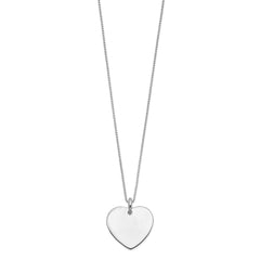 Sterling Silver Engraveable Heart on Box Chain 18 inch Necklace
