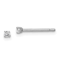 Sterling Silver Madi K Rhodium-plated 2mm Round CZ Children's Stud Earrings