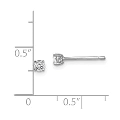 Sterling Silver Madi K Rhodium-plated 3mm Round CZ Children's Stud Earrings