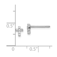 Madi K Sterling Silver Rhodium-plated CZ Children's Cross Post Earrings