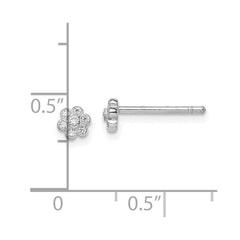 Sterling Silver Madi K RH-plated CZ Flower Children's Post Earrings