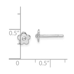 Sterling Silver Madi K RH-plated Flower Children's Post Earrings