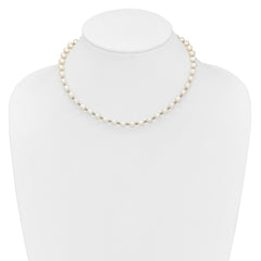Sterling Silver Rhodium-plated 6-7mm White Round Freshwater Cultured Pearl 16 inch with 2 inch Extension Necklace
