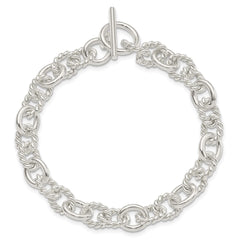 Sterling Silver 7.75inch Polished Fancy Link Toggle Bracelet - 5