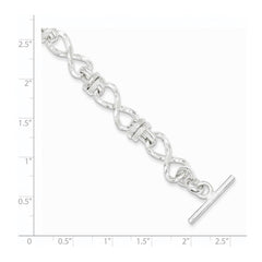 Sterling Silver 7.75inch Polished Fancy Link Toggle Bracelet - 3