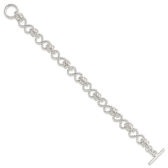 Sterling Silver 7.75inch Polished Fancy Link Toggle Bracelet - 3