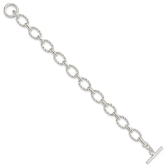 Sterling Silver 8.75inch Polished Fancy Link Toggle Bracelet