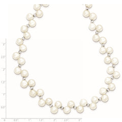 Sterling Silver FW Cultured Button Pearl 16in Necklace