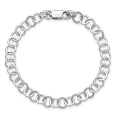 Amore La Vita Sterling Silver Rhodium-plated Polished 7mm 8.5 inch Fancy Link with Lobster Clasp Charm Bracelet