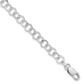 Amore La Vita Sterling Silver Rhodium-plated Polished 7mm 8.5 inch Fancy Link with Lobster Clasp Charm Bracelet