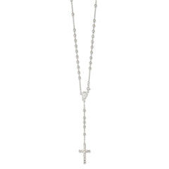 Sterling Silver Polished Beaded Rosary 30 inch Necklace