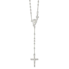 Sterling Silver Polished Bead Rosary 18 inch Necklace - 2